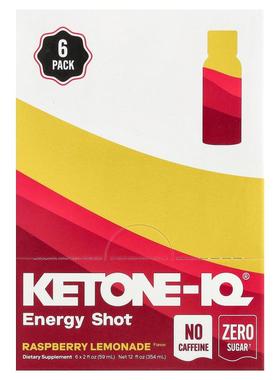 Ketone-IQ,Energy Shot, Caffeine Free, Raspberry Lemonade, 6