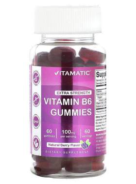 Vitamatic,Vitamin B6, Extra Strength, Berry, 50 mg, 60 Gummi