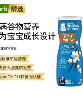 Gerber嘉宝谷物零食片8个月以上婴幼儿宝宝零食6种维矿帮助大脑健