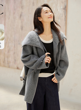 IC慵懒气质百搭双面呢大衣外套女2026新款秋冬高级感设计宽松上衣
