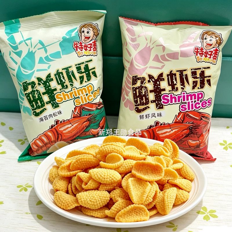 憨老板鲜虾乐锅巴膨化网红爆款怀旧零食独立包装办公室休闲小吃