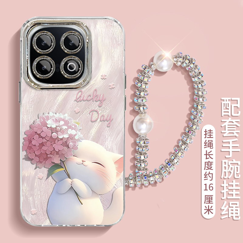 适用IQOO13手机壳vivo新款VIVO12高级感绣球猫咪11PRO全包防摔好看液态98硅胶7专用支架挂绳可爱散热保护套女