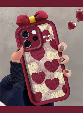 爱心蝴蝶结适用OPPOReno15Pro手机壳14女13新款11高级10Pro硅胶可爱8全包7SE防摔6硅胶5秋冬4好看3挂绳保护套