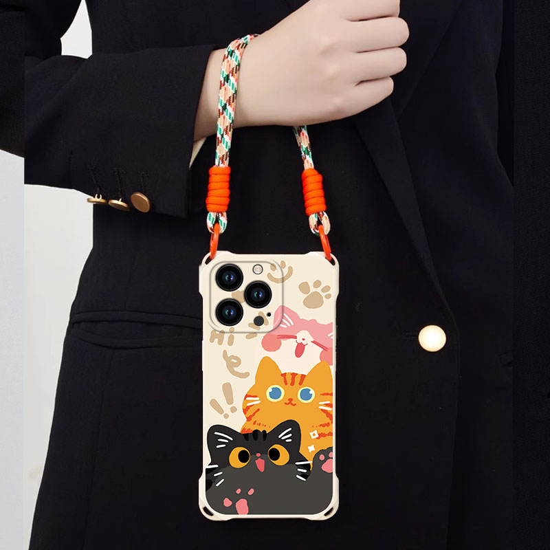 适用苹果系列可爱小猫防摔手机壳