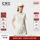 CNC官方女装 重工绣花钉珠女士白色短袖 纯棉T恤2025夏季 新款