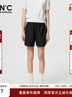 CNC女装夏装新款黑色运动休闲短裤女#812F2X60GE