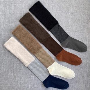 外贸袜子女日单轻奢小众长袜女过膝袜秋冬堆堆袜中高筒女袜及膝袜