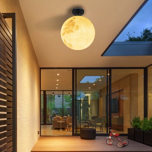 阳台吸顶灯月球灯过道走廊灯户外防水月亮灯氛围高级感装饰圆球灯