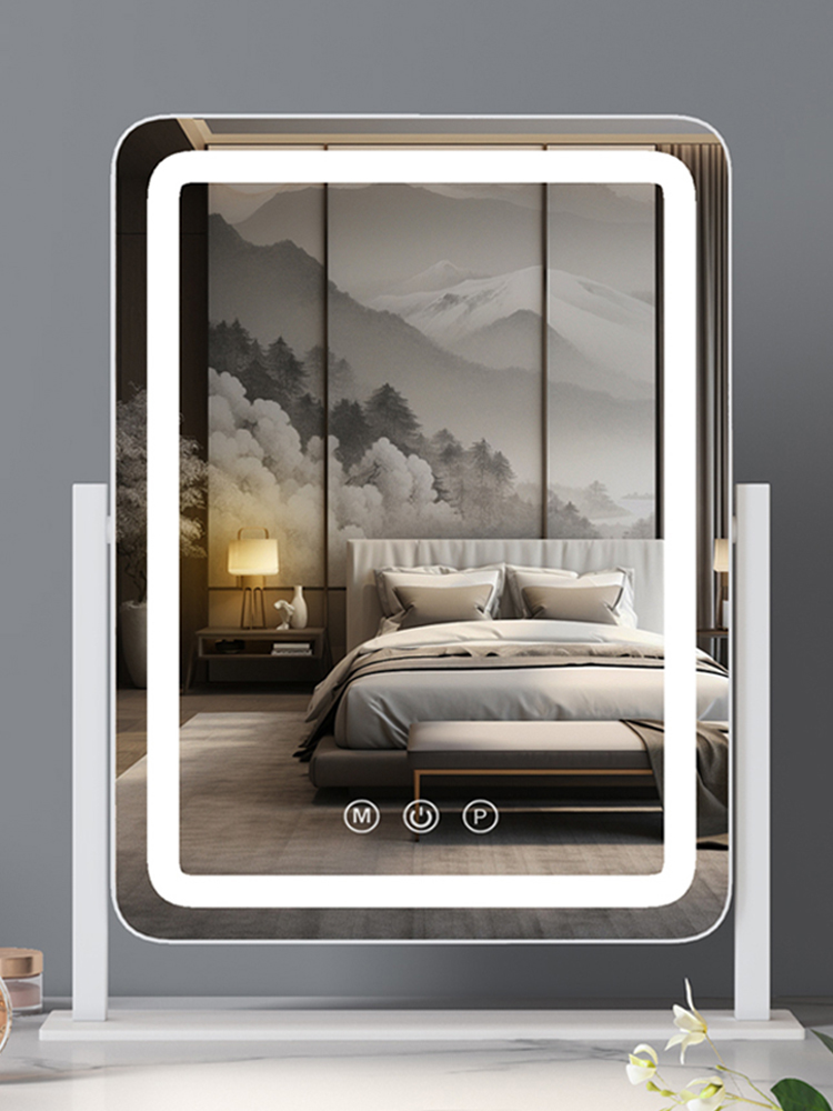 化妆镜带灯台式桌面led灯化妆师专用补光梳妆镜家用卧室高清镜子