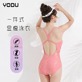 印花烫金性感美背专业竞速泳装 YODU2024新款 女三角连体泳衣数码