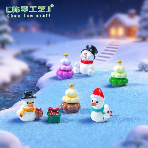 圣诞节礼物小鸭雪地造景diy摆件