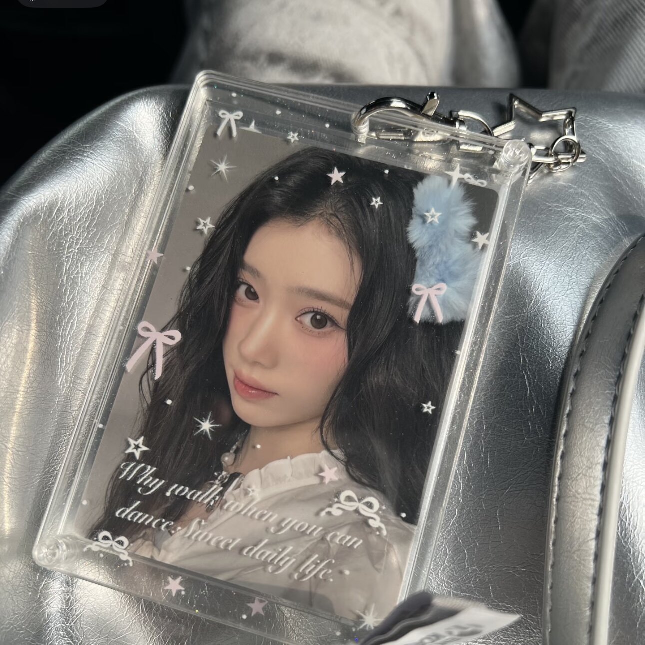 韩系星星蝴蝶结亚克力卡套高颜值少女心3寸小卡拍立得收纳证件套