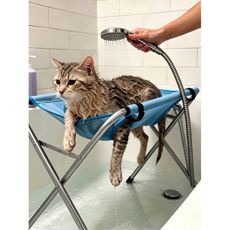 洗猫崩溃?猫咪洗澡固定器宠物洗澡支架可折叠剪指甲防抓咬高承重