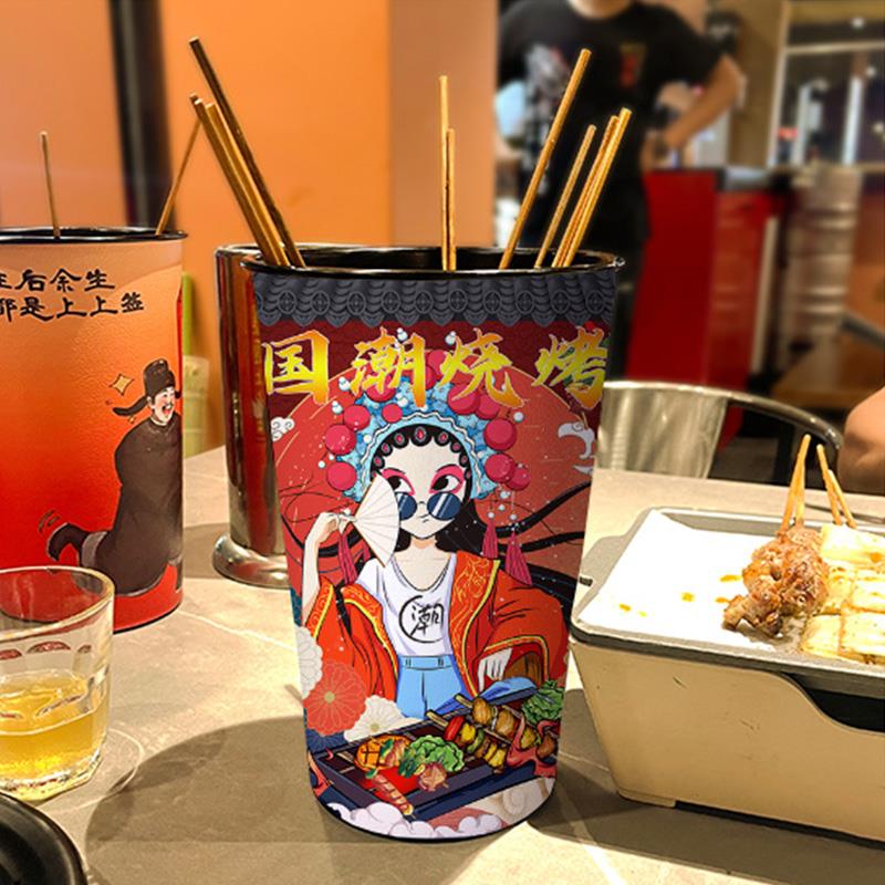 创意铁艺烧烤竹签筒串串签子收纳桶商用筷筒筷篓筷子筒铁桶吸管桶