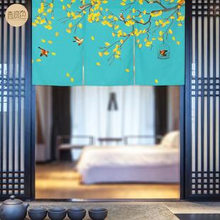 布艺半帘 中国风门帘家用隔断帘卧室风水开运免打孔客厅花鸟中式