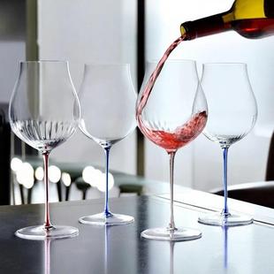 饭厅酒吧轻奢红酒杯水晶玻璃高脚杯子彩杆郁金香葡萄酒杯大号创意