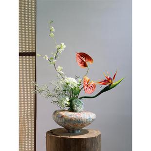 Sabi风格 中世纪花瓶 覆古陶瓷花瓶装 客厅插花 创意 饰品 Wabi