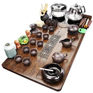 一体轻奢全自动烧水壶茶台实木家用办公紫砂功夫茶具 秦艺茶盘套装