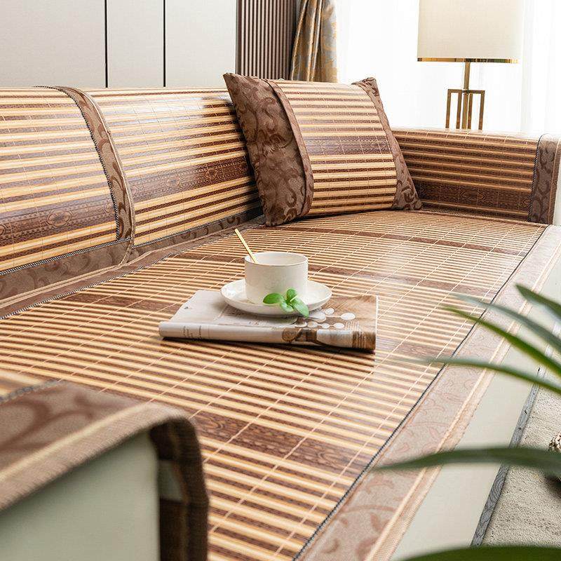 夏季凉席沙发垫子竹席夏天款客厅防滑夏日透气通用藤席皮座垫套罩