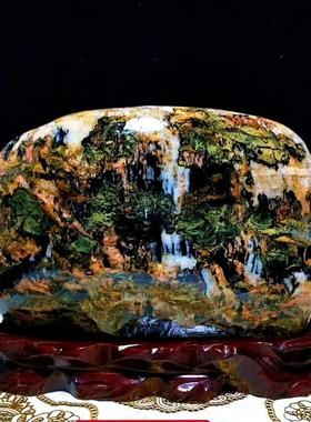 天然奇石青海七彩石原石黄河石头国画石家居客厅装饰摆件收藏包邮