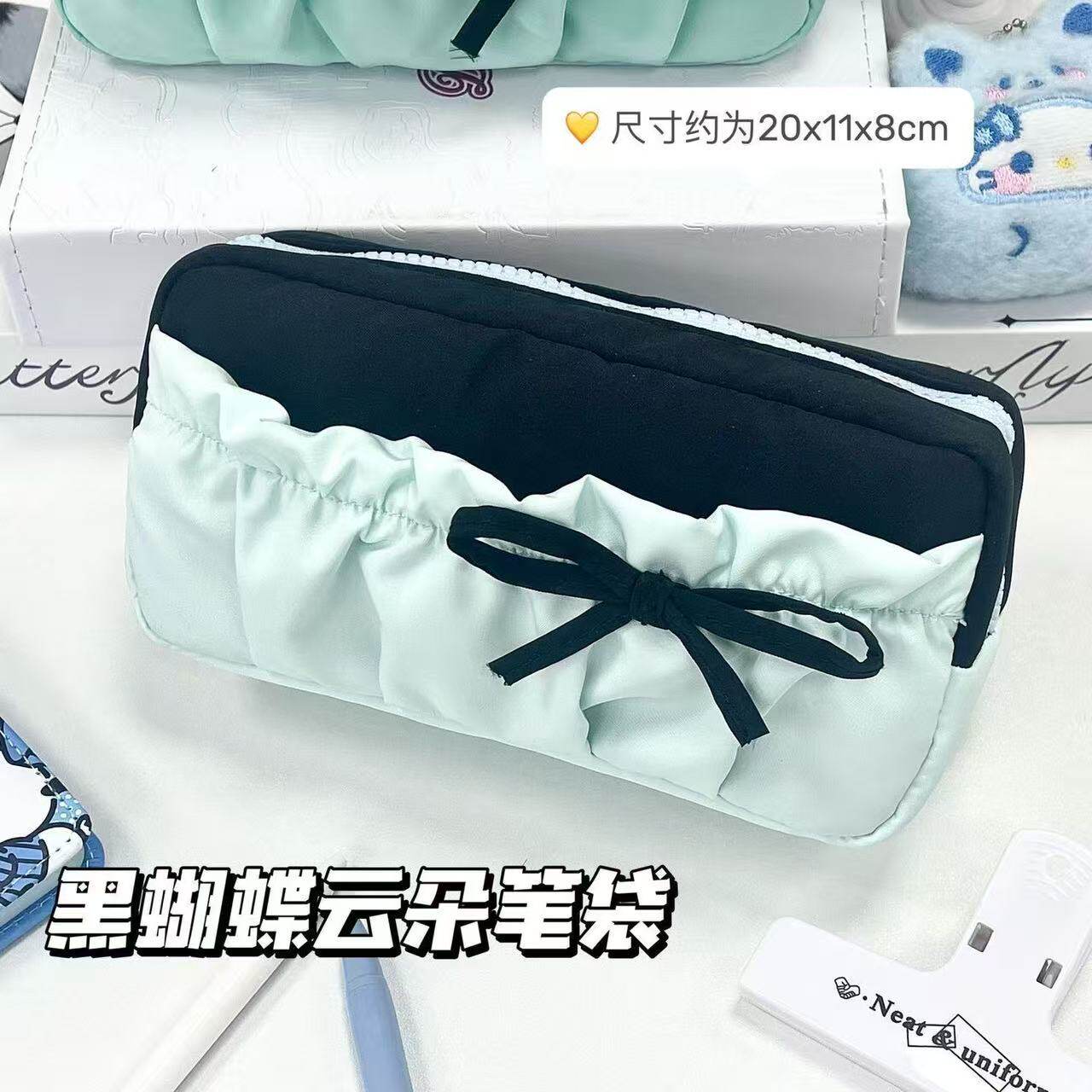 笔袋ins云朵吐司蝴蝶结合集高颜值学生大容量文具盒铅笔收纳袋
