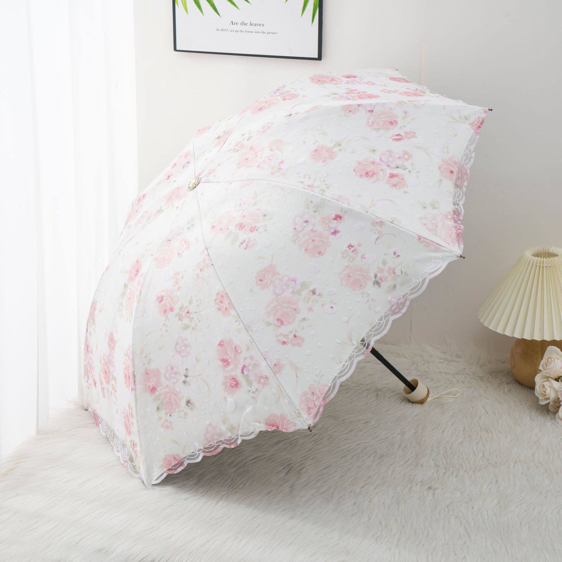 新款太阳伞女防晒防紫外线伞双层公主洋伞蕾丝黑胶花边小清新两用