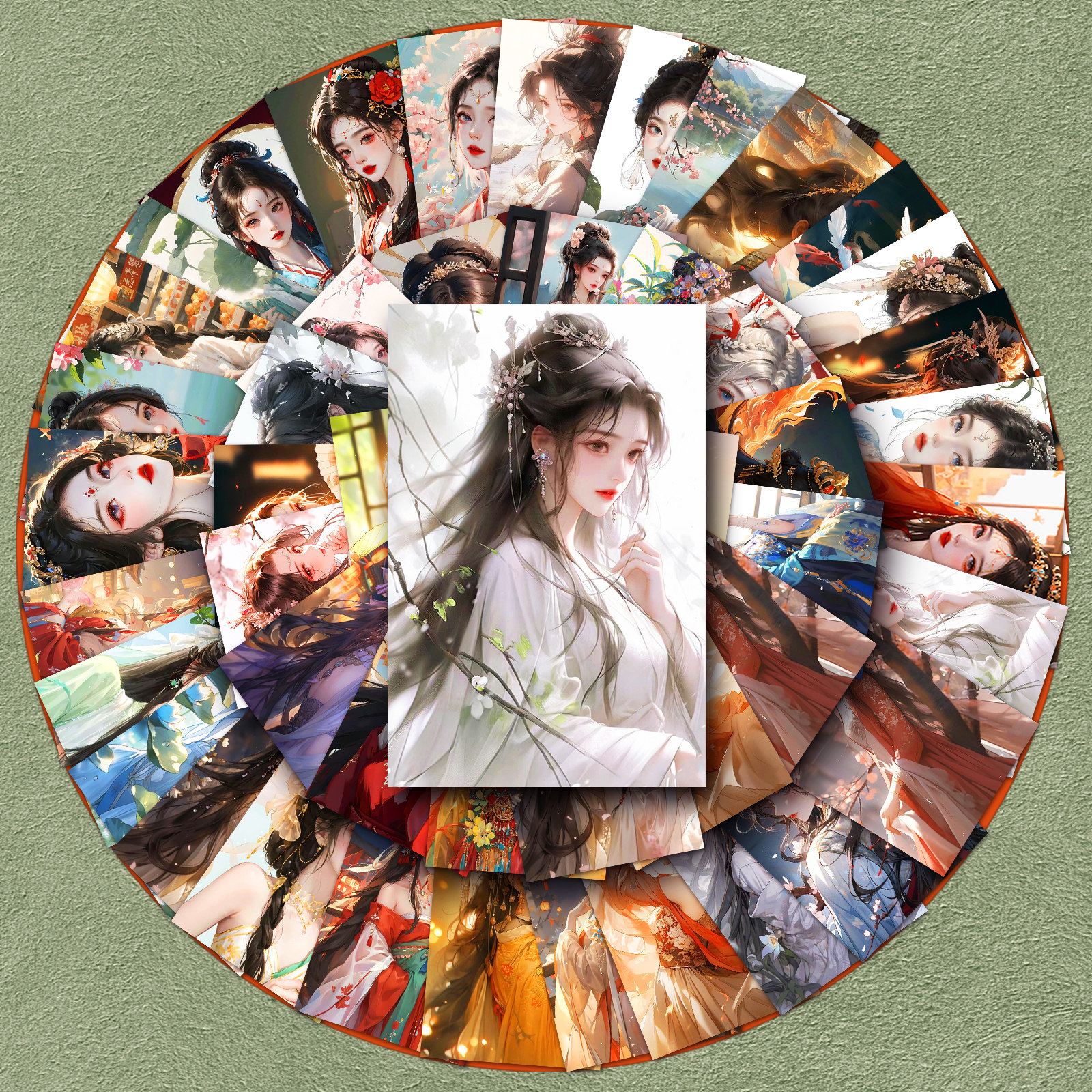 100张古风少女自行车手机壳旅行箱汽车摩托旅行箱个性创意防水二次