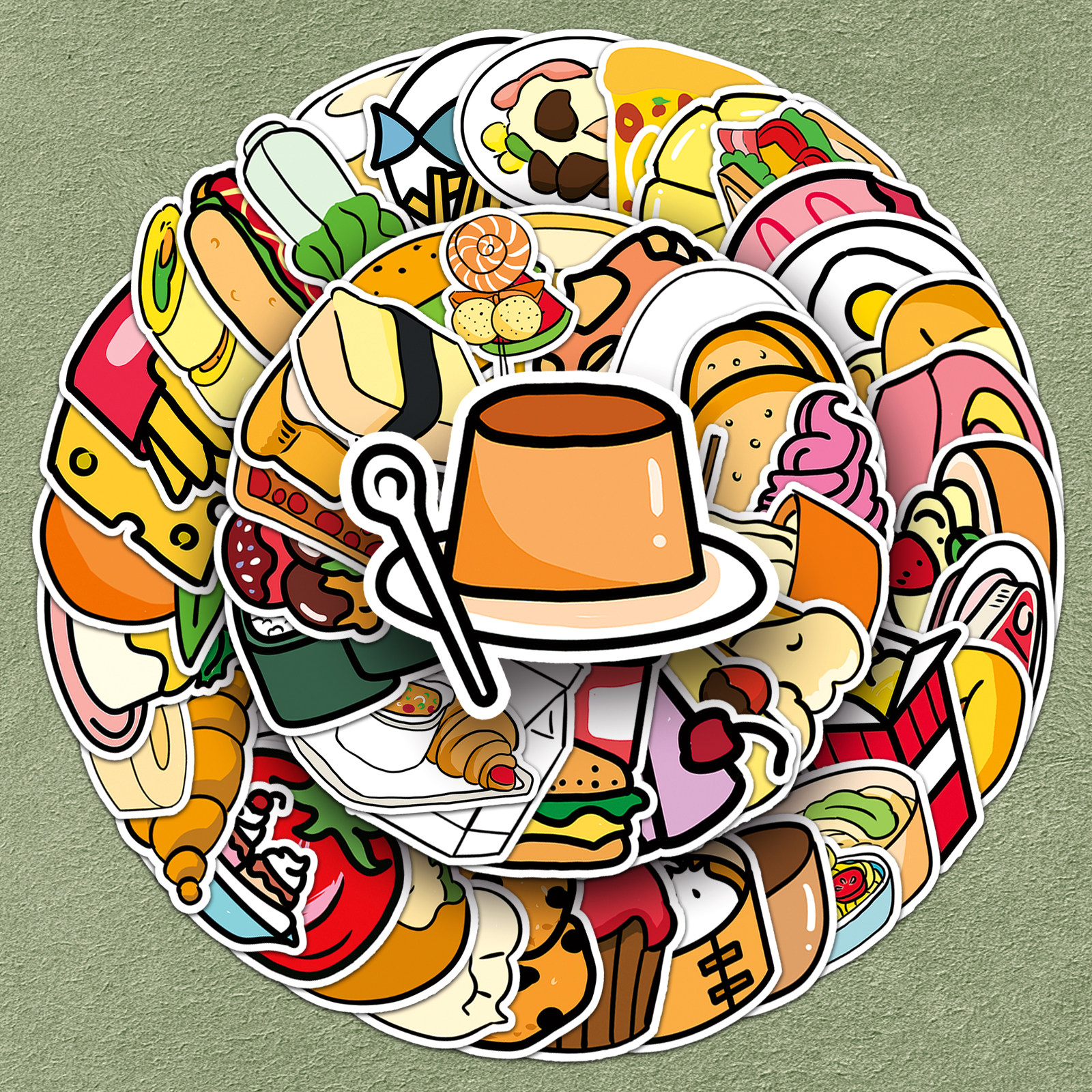 108张原创不侵权q版食物薯条汉堡蛋糕可爱创意卡通涂鸦装饰手账手机