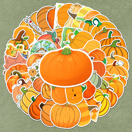 100张南瓜贴纸自行车冰箱笔记本电脑手机旅行箱汽车头盔摩托装饰美味食物蔬菜卡通可爱涂鸦个性创意防水贴画