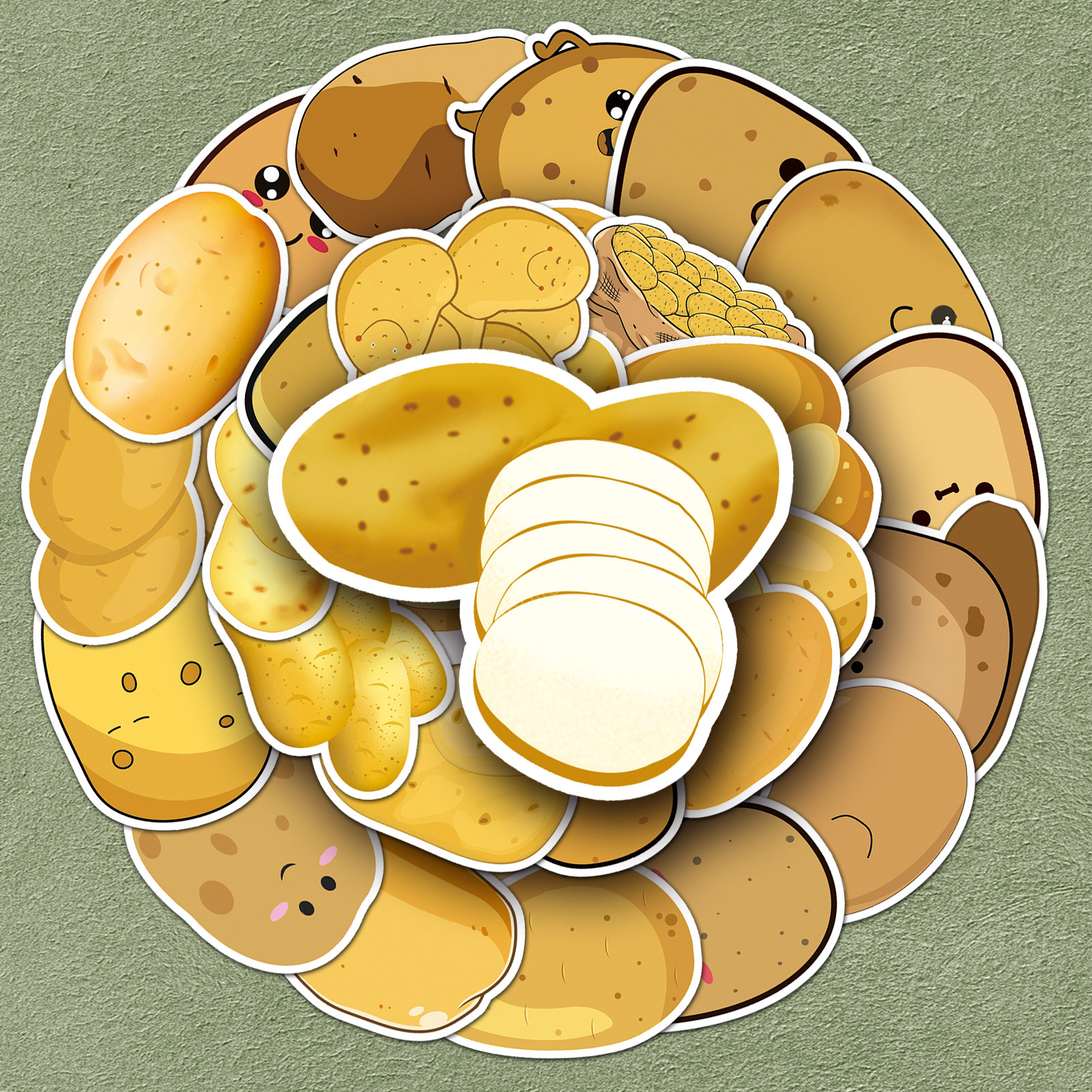 50张土豆贴纸汽车头盔手机水杯镜子行李箱笔记本装饰马铃薯洋芋卡通