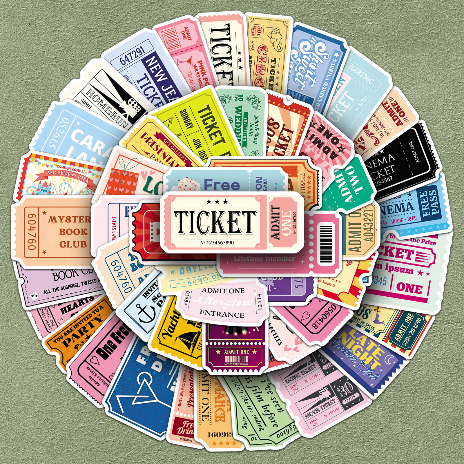 100张复古门票票据创意贴纸情侣纪念票根车票收藏diy笔记本电脑