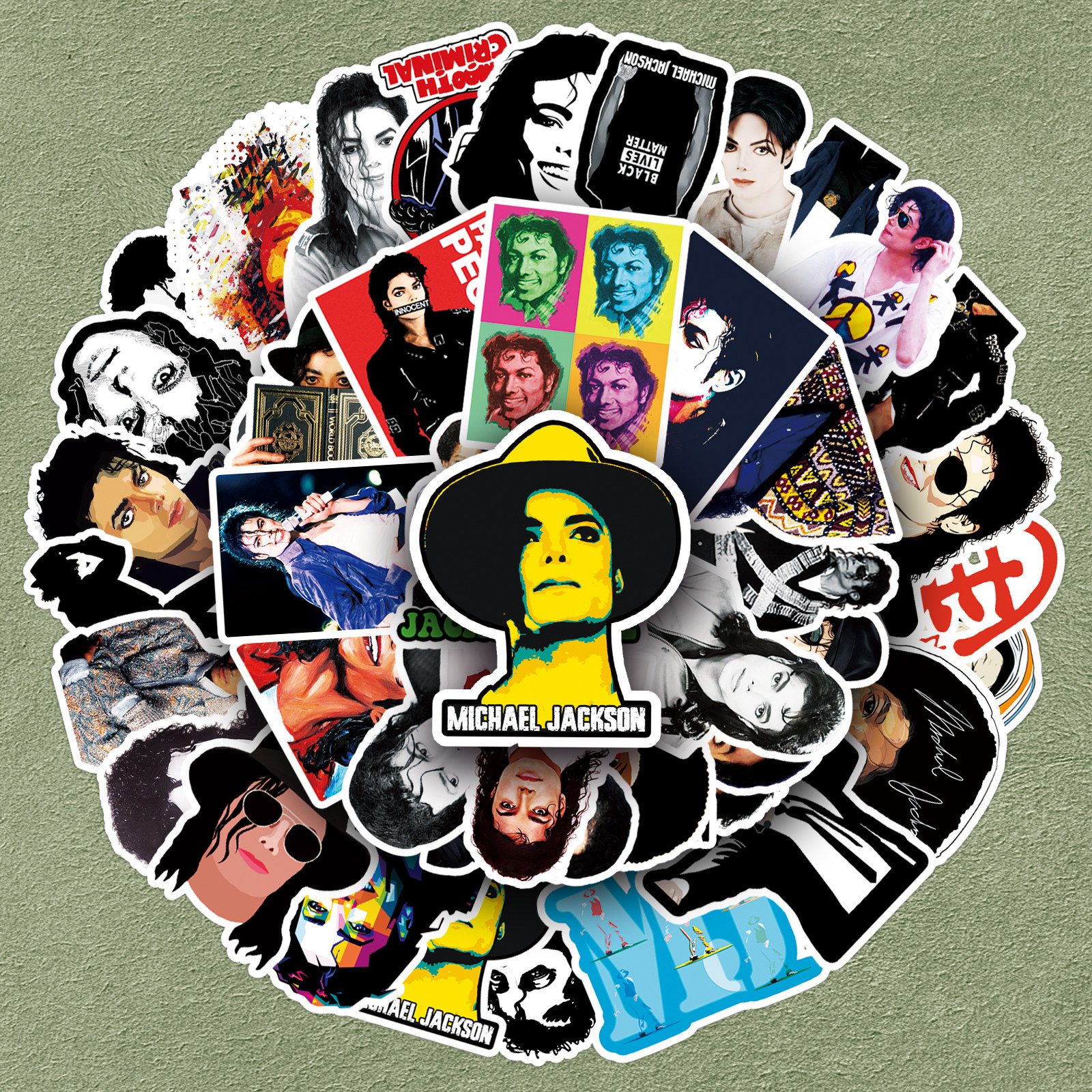 102张迈克尔杰克逊贴纸手机壳头盔笔记本电脑水杯自行车装饰卡通明