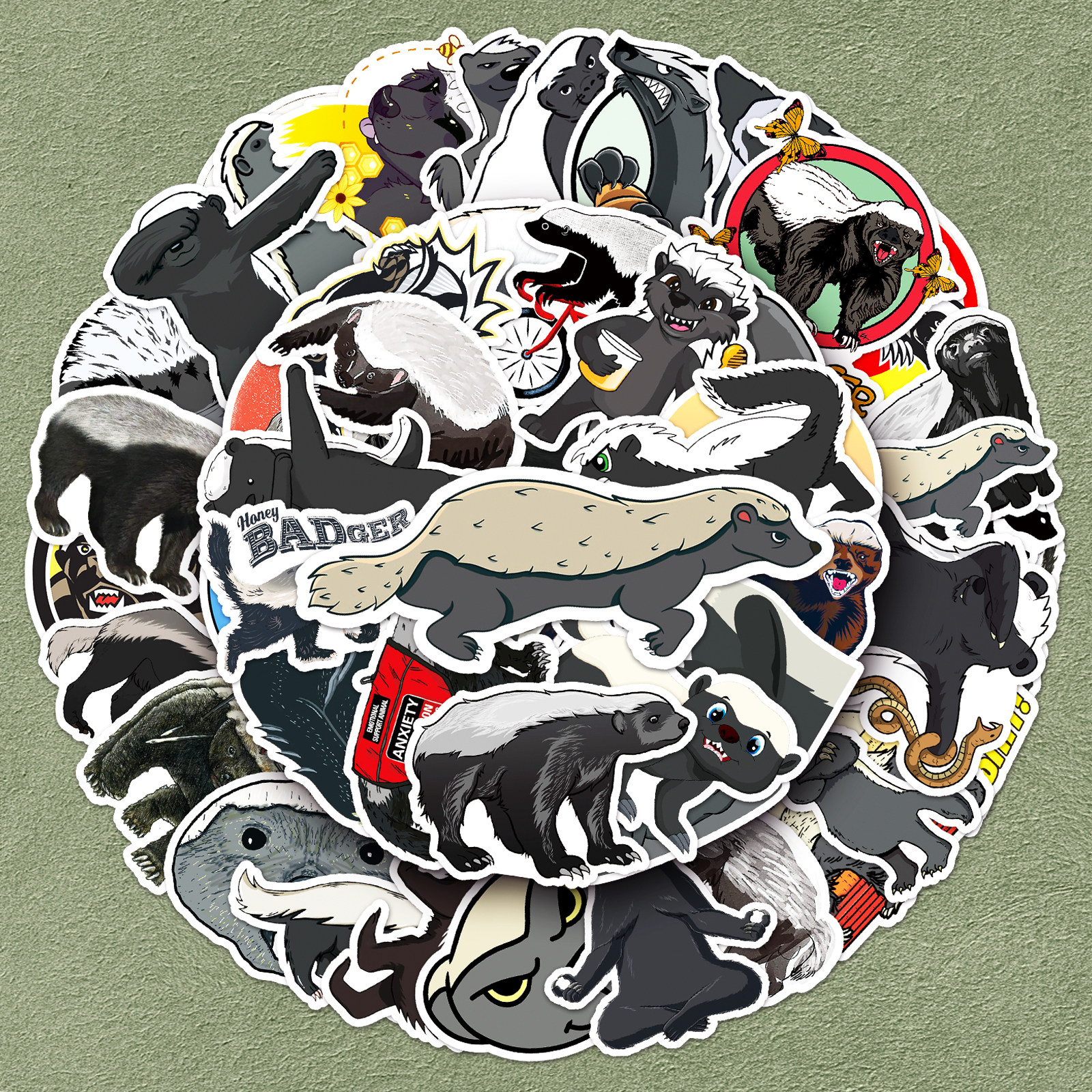 50张平头哥贴纸蜜獾可爱动物卡通涂鸦diy装饰行李箱笔记本电脑手机