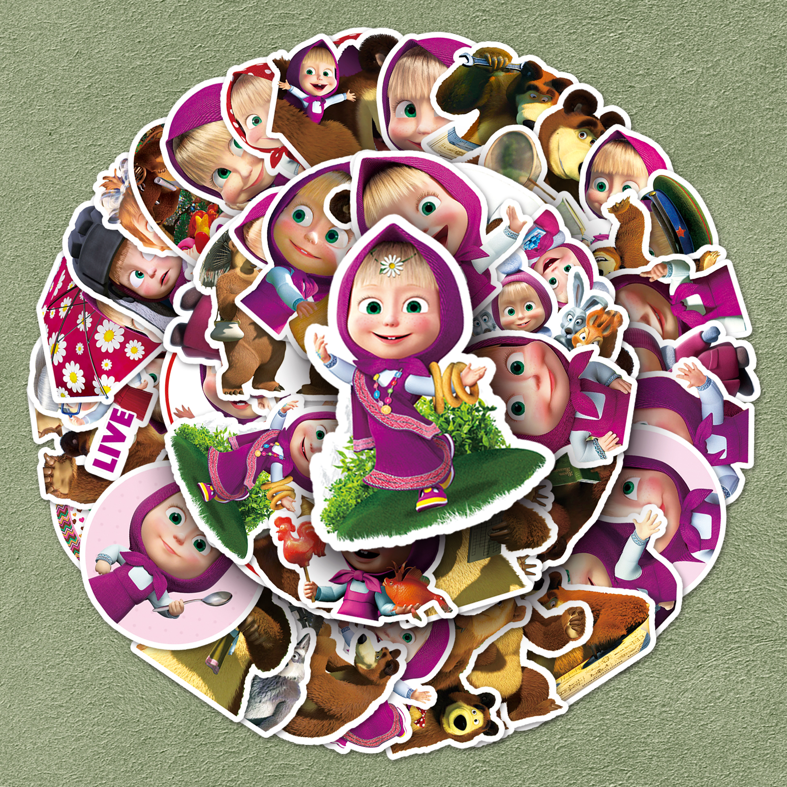 贴纸玛莎与熊动画卡通涂鸦装饰