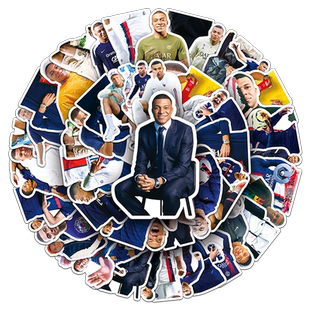 100张皇马姆巴佩周边贴纸足球世界杯法国队明星防水装饰撕开即粘手工DIY素材保温杯笔记本电脑行李箱手机贴纸