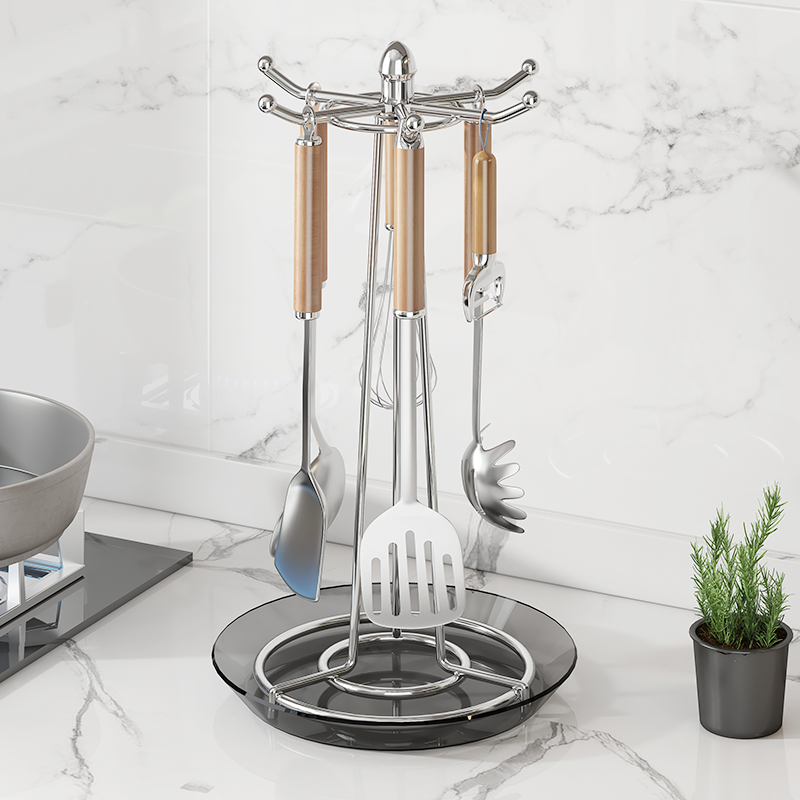 可旋转不锈钢厨房挂勺子铲子挂架锅铲勺子汤勺挂钩收纳置物架挂架