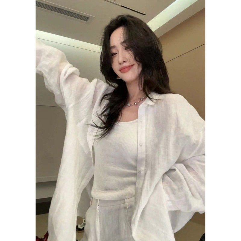 白色防晒棉麻衬衫外套女夏季薄款外搭衬衣宽松慵懒风气质上衣,女装/女士精品,衬衫,淘宝优惠券,粉丝福利购,淘宝优惠卷