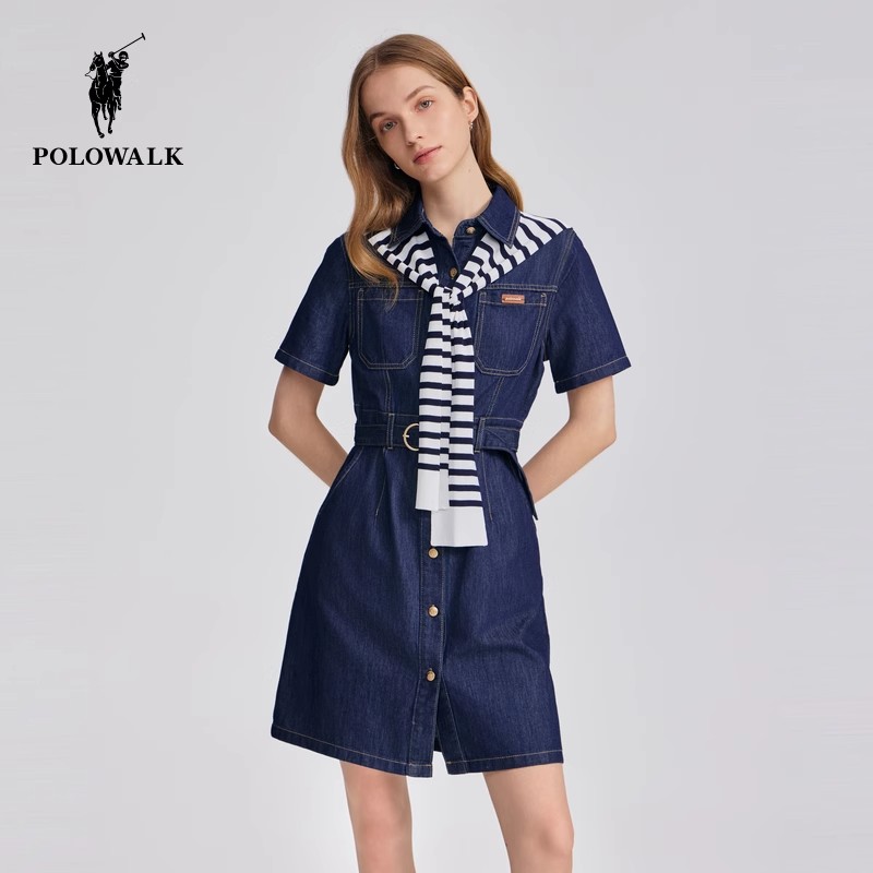 POLOWALK女式短袖牛仔裙