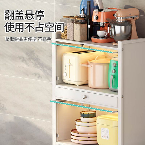 厨房置物架落地j带门防尘夹缝置物柜H餐边柜碗柜冰箱缝隙收纳储