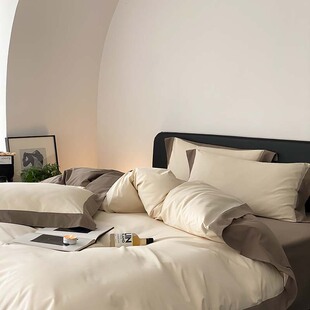 四件套a类母婴级加厚全棉床单被套简约轻奢感100支长绒棉纯棉磨毛