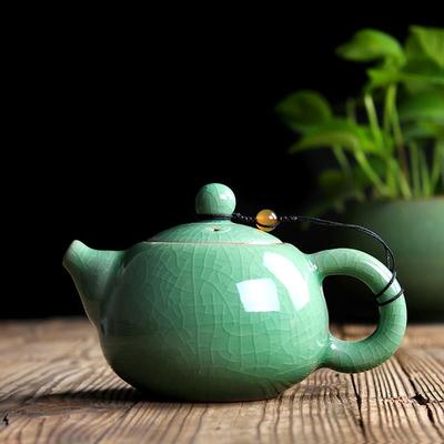 陶瓷功夫茶具个人泡茶壶龙泉青瓷哥窑冰裂纹汝窑小单壶西施壶开片