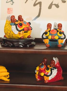 创意鱼化龙陶瓷摆件香炉香插开业乔迁生日礼物办公室桌面装饰龙鱼