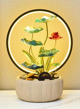 现代简约流水摆件循环水风水轮招财客厅生财办公桌乔迁开业送礼物