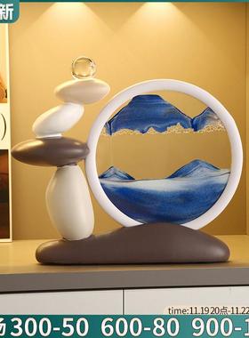 时来运转沙漏流沙画玄关桌面树脂摆件家居客厅酒柜电视柜装饰品