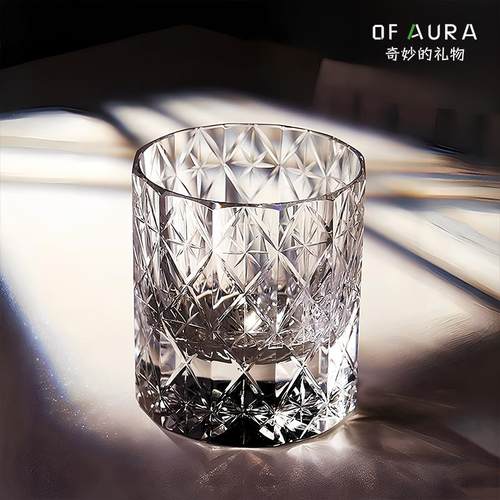 OF AURA高端K9威士忌酒杯无铅水晶玻璃杯江户切子星辰杯礼盒套装