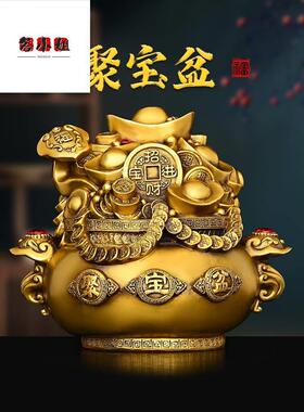 纯铜招财进宝聚宝盆存钱罐摆件客厅书房桌面铜器工艺品装饰摆放