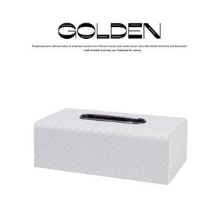 Pu皮革纸巾盒简单易近人豪华高端编织花纹皮革汽车纸巾盒客厅咖啡