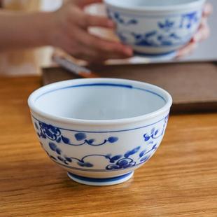 复古青花13厘米微波炉陶瓷家用汤面碗丼碗 进口美浓烧盖饭碗轻日式