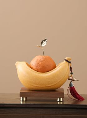 办公室工位桌面装饰招财成交摆件橙蕉店铺玄关公司乔迁开业礼物