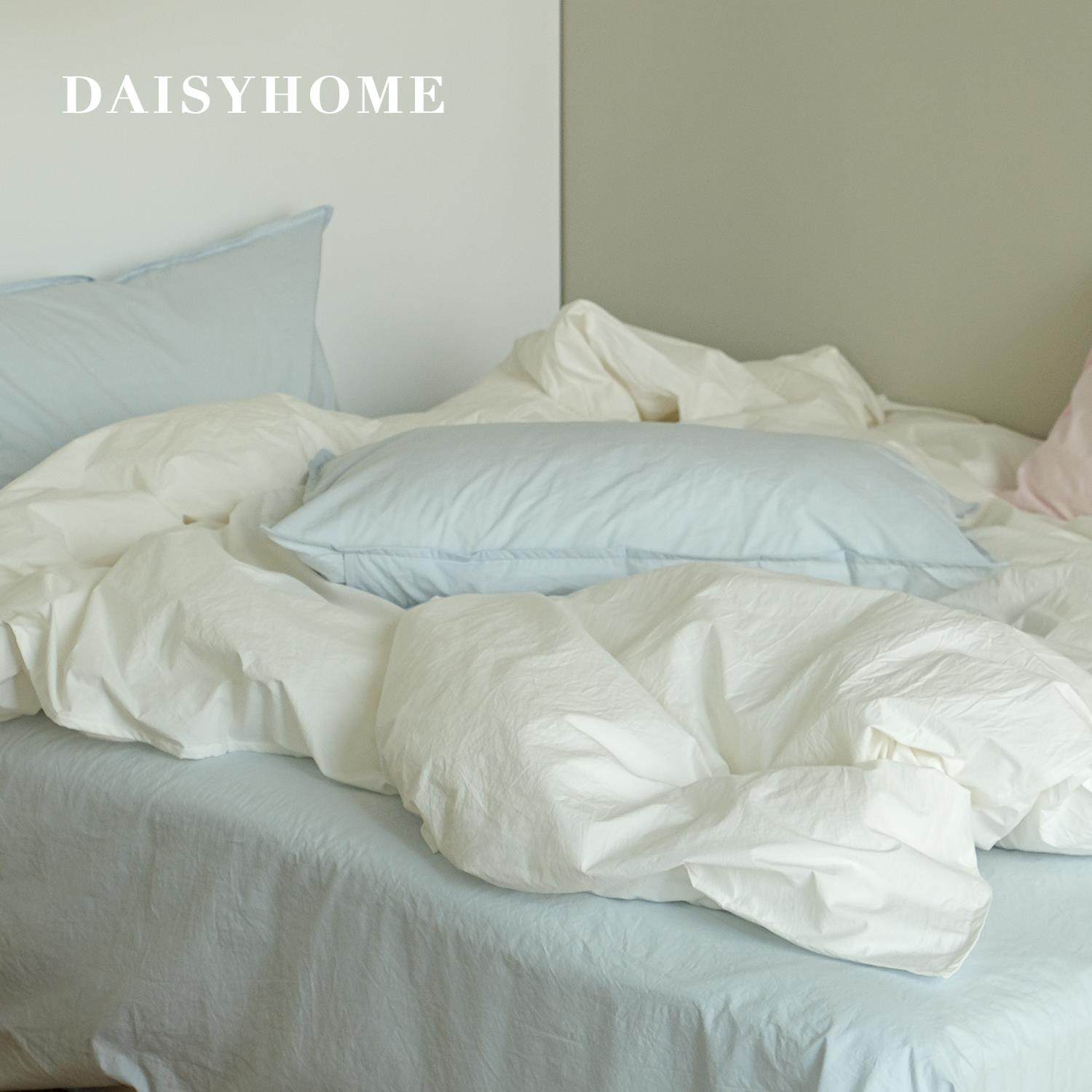 DAISYHOME高支高密水洗纸感棉100全棉柔软混搭ins清新床单四件套